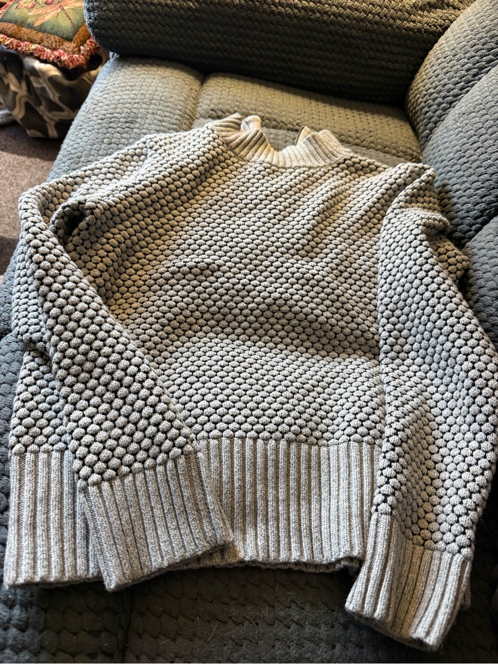 Banana Republic Bubble-Knit Crewneck Sweater - Light Gray